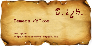 Demecs Ákos névjegykártya